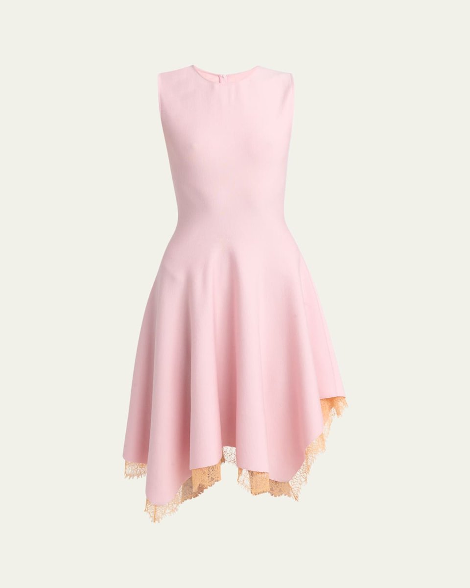 Asymmetric Lace Hem Sleeveless Midi Dress